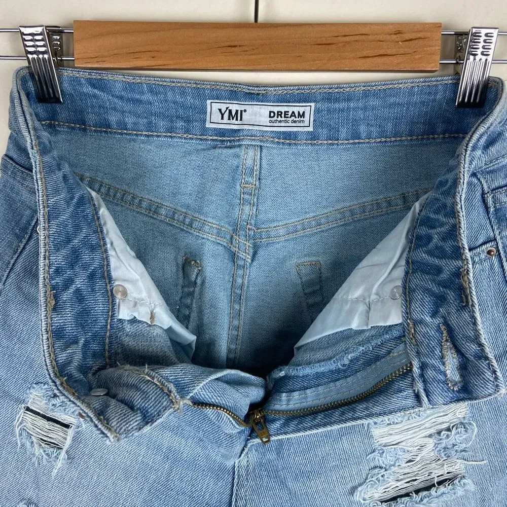 YMI Dream High-Rise Distressed Jean Shorts